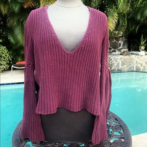 Maroon Free People knit sweater